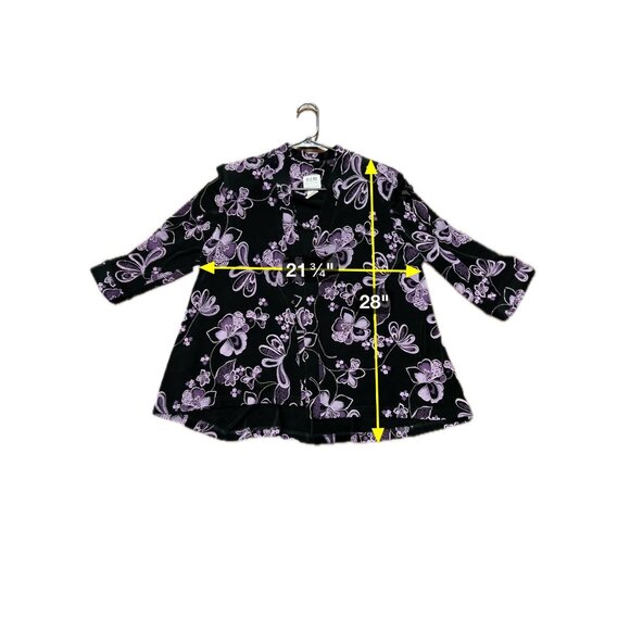 R&M Richards Black Purple Petite Floral Whimsigoth Fairycore Jacket Size 16WP - Picture 6 of 7
